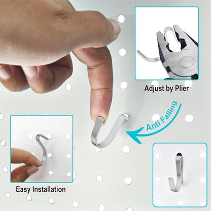 Pegboard J Hooks Silver 40pcs Peg Board Metal Tool Hangers for Garage Craft - style: 40pcs Silver J Hooks