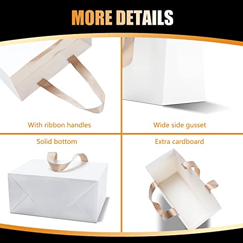 White Gift Bags Bulk, 10Pcs 8"x3.75"x6" Small White Gift Bags - color: White, size: 8x3.75x6 Inch (Pack of 10)