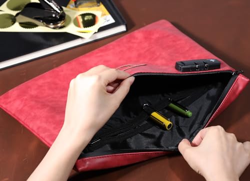 KOSMCCO Notary Bag with Lock, Ruby Red, L - color: Ruby Red