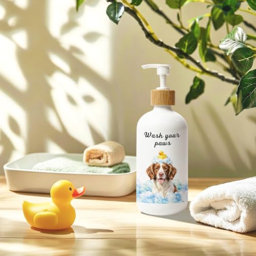 Brittany Spaniel Gifts Glass Soap Dispenser with Pump - color: Spaniel
