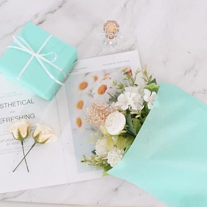 BEISHIDA 50 Sheets Aqua Glitter Tissue Paper Bulk, Glitter Tissue Wrapping Paper for Gift Bags, 14 x 20 Inch Gift Wrap for Birthday Wedding Graduation DIY Crafts Holiday Flowers - color: tiffany