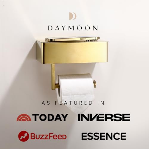 Day Moon™ - Toilet Paper Holder with Shelf & Storage - Wall Mount, Gold - color: Gold