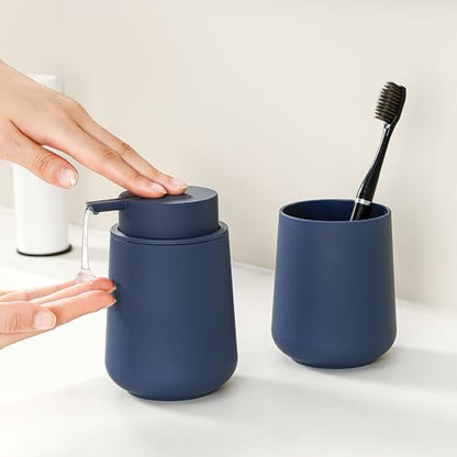 YAUKPH Bathroom Soap Dispenser and Toothbrush Holder Matte Blue - color: Matte Blue