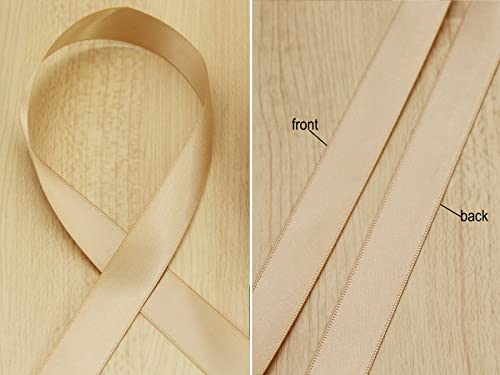 3/4" Khaki Double Face Satin Ribbon 100yd for Gifts - color: #835 Khaki, size: 7/8 inch
