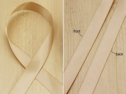 3/4" Khaki Double Face Satin Ribbon 100yd for Gifts - color: #835 Khaki, size: 7/8 inch