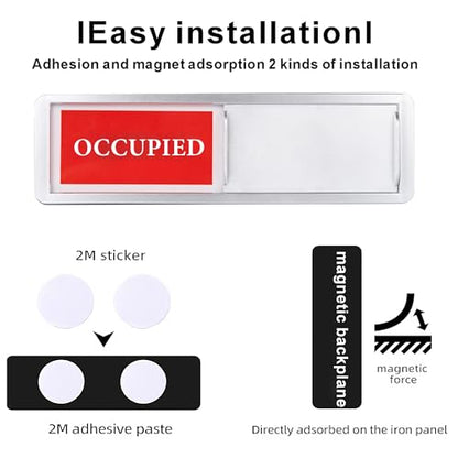 Vacant Occupied Door Sign Sliding Indicator, Privacy Sign for Office - color: Silver Occupied Vacant