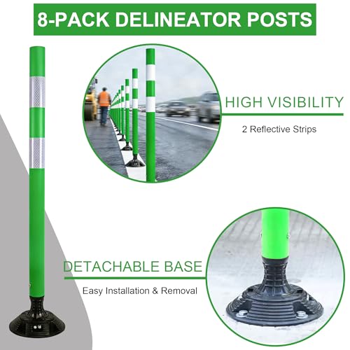 OrangeStar 8-Pack 48" Traffic Cones with Spring Base - color: Green, size: 48 in