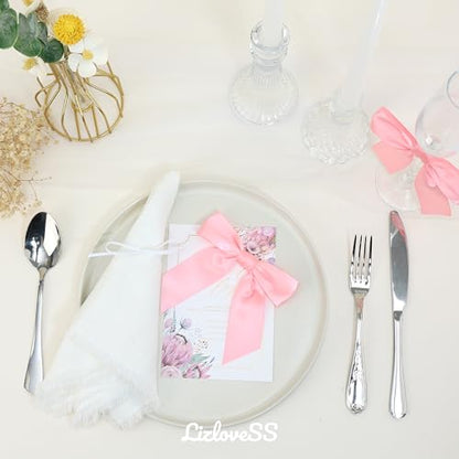Pre-Tied Pink Satin Ribbon Twist Tie Bows 5 Inch 36 Pack - color: Pink