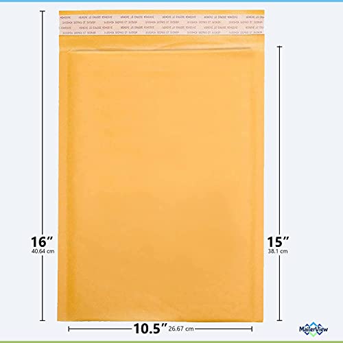 Kraft Bubble Mailers 10.5x16, Self Seal Padded Envelopes #5, 100 Pack Bulk - size: 10.5"x16" / 100 Pack