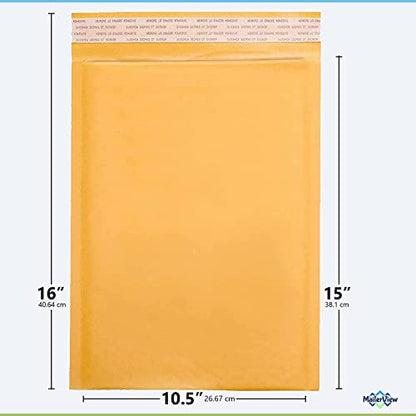 Kraft Bubble Mailers 10.5x16, Self Seal Padded Envelopes #5, 100 Pack Bulk - size: 10.5"x16" / 100 Pack