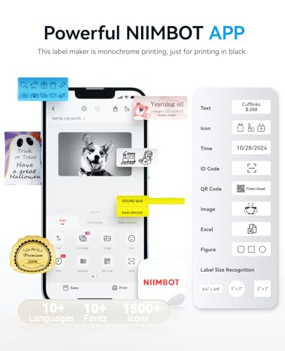 NIIMBOT B1 Label Maker Came with 3 Roll White Labels(Blue) - color: Blue, size: Printer+ 3 Tapes