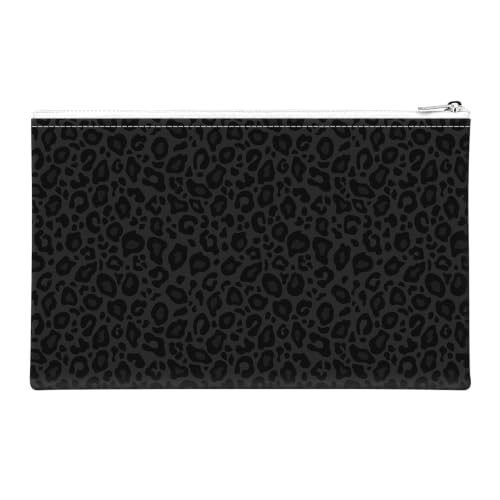 Money Bag with Zipper, Cute PU Leather Cash Bags, Portable Bank Bag Money Pouch for Cash, Coins, Checks, Receipts, Invoices Cosmetics Tools, Deposit Bag for Office Travel, Black Leopard - color: Black Leopard
