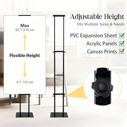 2 Pack Heavy Duty Adjustable Pedestal Sign Holder, 83" Poster Stand(Black) - color: Black