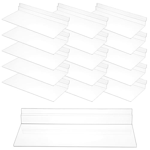 16 Pack Slatwall Shelves Hanging Accessories, 4 x 10 Inch Clear Slatwall Wire Shelf for Wall, Home Shoe Stores Boutiques Supplies
