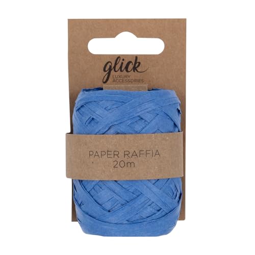 Glick Blue Paper Raffia Ribbon, Perfect for Gift Wrapping and Arts and Crafts, 20 Metres Ribbon, Recyclable