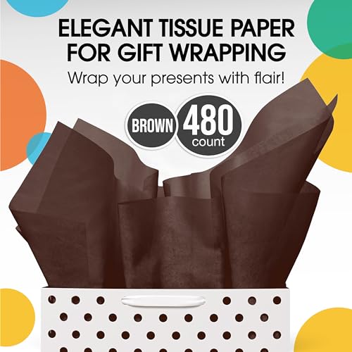 Party Solids Green Tissue Paper for Gift Bags 15" X 20" 480 Sheets - color: Brown, size: 15" X 20"