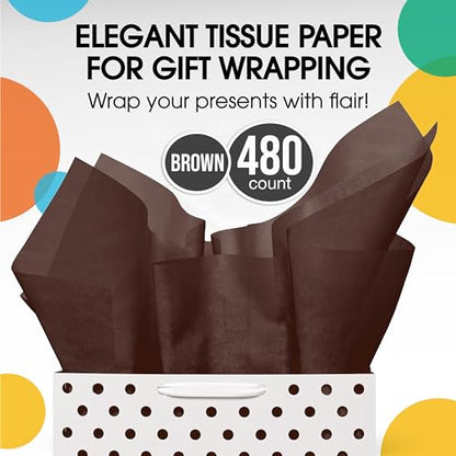 Party Solids Green Tissue Paper for Gift Bags 15" X 20" 480 Sheets - color: Brown, size: 15" X 20"
