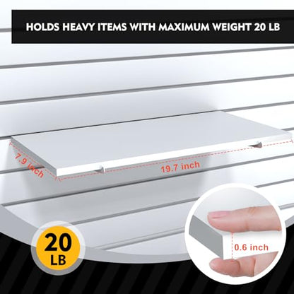 6 Pack White Slatwall Shelf, 24" x 12" Wooden Slat Wall Shelves with Metal Brackets Heavy Duty Slatwall Shelving Organizer Accessories for Home Garage (6, 23.6" x 11.8") - size: 23.6" x 11.8"