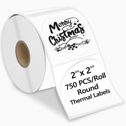 750PCS 2 Inch Circle Thermal Sticker Paper for Label Printer, White - color: White, size: 750PCS/Roll