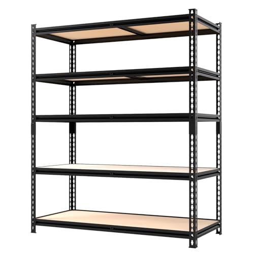 72“H Garage Shelving Heavy Duty Storage Shelves 4000 LBS Adjustable Metal Shelving Uints and Storage for Garage,Warehouse,School,Commercial,Business，72 "H x 40 "W x 18.02 "D - size: 72H*40W*18.02D