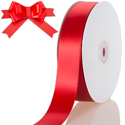 1 Inch Red Ribbon 50Yards – Perfect for Gift Wrapping - color: Red, size: 1"
