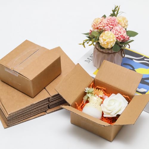 10 Pack 5x5x2 Shipping Boxes Brown Corrugated Cardboard Mailers - size: 5x5x2in