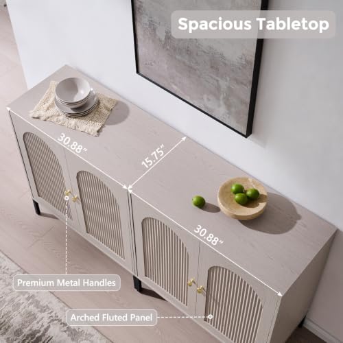 IFGET 61.75"W Modern Arch Sideboard Buffet Cabinet with Storage, Light Grey - color: Light Grey, size: 2 Pieces