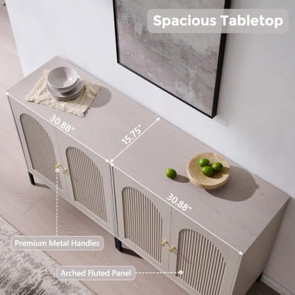 IFGET 61.75"W Modern Arch Sideboard Buffet Cabinet with Storage, Light Grey - color: Light Grey, size: 2 Pieces