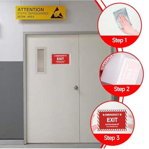 10 Pack 3X4" Car Vehicle School Bus Train Red Hanle Emergency Exit Notice Warning Caution Signs Decal Sticker-Pull Red Handle Up,Push Window Out red