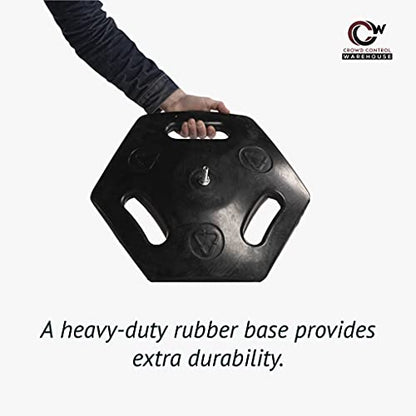 CCW Series WBB-200 Set of 2 Outdoor Safety Rubber Base Stanchion Retractable Belt Barriers - Easy to Assemble (11 Foot Belt, Black with"Please Wait HERE" White Letters Belt with Black Post) - color: Black "PLEASE WAIT HERE" White Letters, size: Black Post