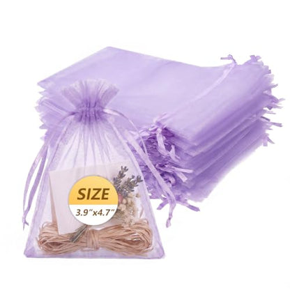 Wudygirl 100 PCS Organza Bags 3.9"x4.7" Gift Bags with Drawstring Lilac - color: Lilac, size: 3.9x4.7 IN