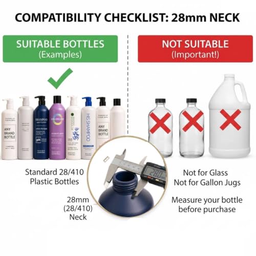 Shampoo/Conditioner Dispenser Pump for Bottles, Leak Proof, Pump Top Fits 1 L/33.8 oz Bottles, 28/410 Neck Size, Variety Pack of 2 - color: Variety Pack of 2