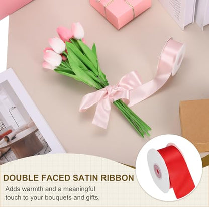 PATIKIL Red Satin Ribbon 1-1/2"x25 Yards Solid Fabric Ribbon - color: Red, size: 1-1/2" x 25 Yards
