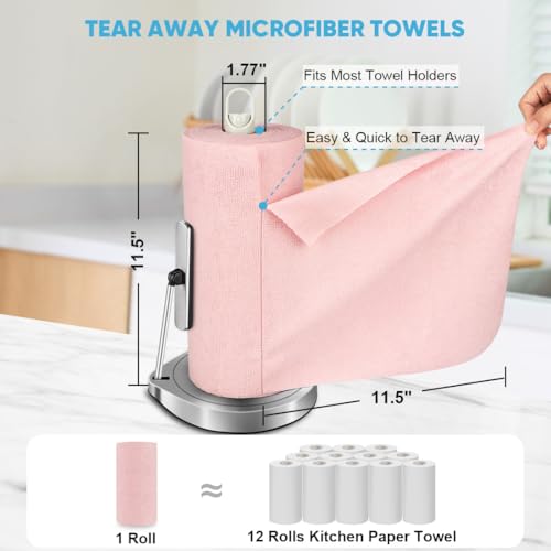 AIDEA Microfiber Cleaning Cloth Roll-75PK,Pink Microfiber Towels,11.5×11.5" - color: Pink