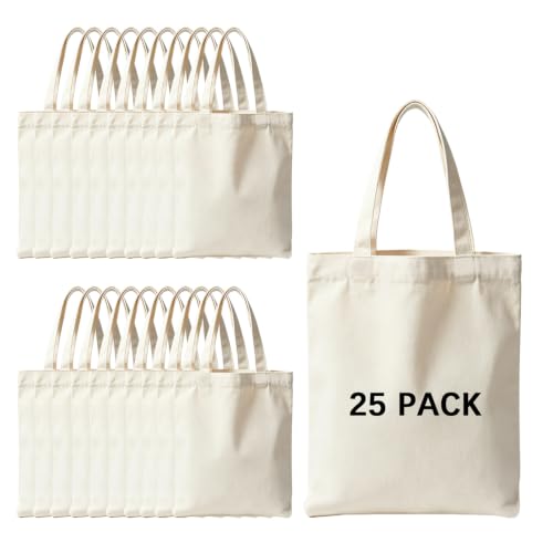 ORJ 13 * 15 inch Sublimation Blank Bags Bulk,Tote Bags for Sublimation, Canvas Tote Bags DIY Custom Shopping Bag - color: 32x37cm Beige Canvas Bag *25pcs