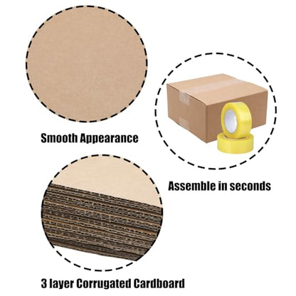 6 Pack 8x8x4 Shipping Boxes Brown Corrugated Cardboard Mailers - size: 8x8x4in