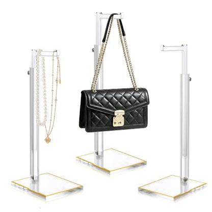 3-Pack Acrylic Purse Display Stands, 14"-24" Adjustable Handbag Holder - size: 3 Pack