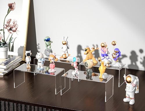 CLAY TONIC 2-PC Large Clear 5mm Thick Acrylic Display Risers, 8x4x4.5 IN - size: 8''x 4''x 4.5''