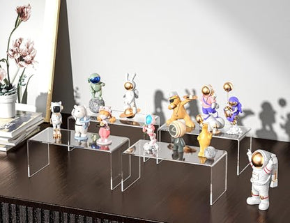 CLAY TONIC 2-PC Large Clear 5mm Thick Acrylic Display Risers, 8x4x4.5 IN - size: 8''x 4''x 4.5''