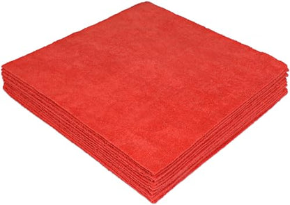 CleanAide Ultrasonic-Cut 300 GSM Microfiber Cleaning Towels, Lint-Free, Scratch-Free, Highly Absorbent, Durable & Reusable with Label-Free Edges for Auto, Home & Commercial Use, 14" x 14", 12-Pack, - color: Red