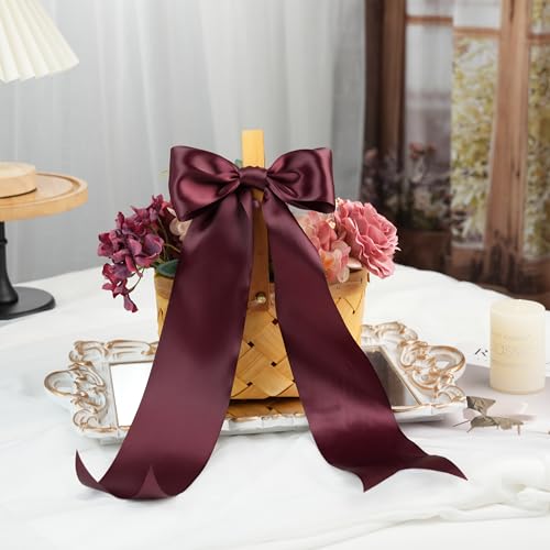 Burgundy Double-Faced Satin Ribbon, 3 Inch x 10 Yards - color: Burgundy