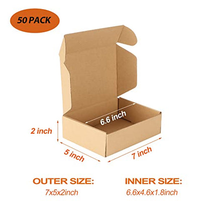 PHAREGE 50 Pack 7x5x2 inch Small Shipping Boxes, Brown Mailing Boxes - color: Brown, size: 7x5x2 inch 50 Pack
