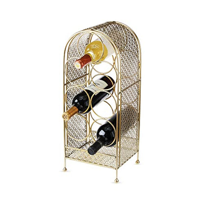 Twine Trellis Wine Rack, Holds 7 Bottles, Gold Countertop Wine Storage, Cast Iron - style: Trellis Wine Rack - 7 Bottle