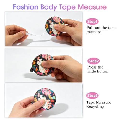 Body Measuring Tape for Body Cloth Tape Measure Fabric Tailors Sewing Medical Measurements TapeLeather Tape Measure Retractable Dual Sided Ruler (Cat) - color: Cat