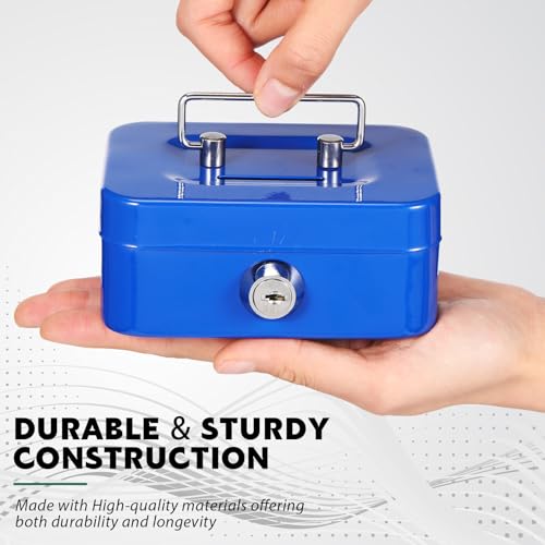 Tandefio 12 Pcs Small Money Cash Box with Lock and Slot Metal Box for Cash Steel Organizer Piggy Bank Metal Coin Bank for Adults, 4.5 x 3.3 x 2 Inch, Without Money Tray (Black,Blue,Red,White) - color: Black, Blue, Red, White