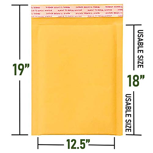 SALES4LESS - Kraft Bubble Mailers, Self-Seal, Waterproof & Cushioned Padded Envelopes for Shipping, 12.5 x 19 in (10 Pack, Gold) - size: #6 12.5X19
