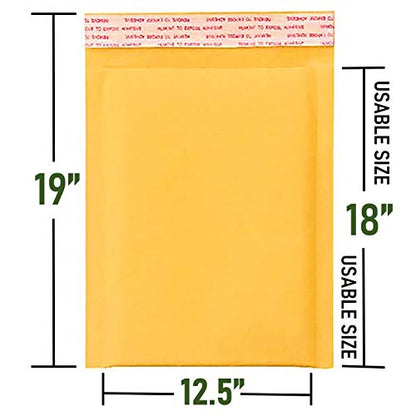 SALES4LESS - Kraft Bubble Mailers, Self-Seal, Waterproof & Cushioned Padded Envelopes for Shipping, 12.5 x 19 in (10 Pack, Gold) - size: #6 12.5X19