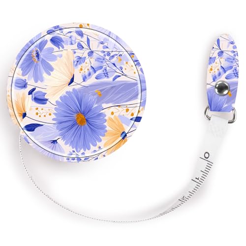 Retractable Mini Leather Tape Measure, Auto Retract Purple Flowers - color: Purple Flowers