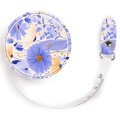 Retractable Mini Leather Tape Measure, Auto Retract Purple Flowers - color: Purple Flowers
