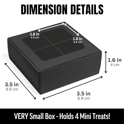25 pcs Black Mini Truffle Box for 4 Treats with Window and Dividers, Bakery Boxes, 3.5 x 3.5 x 1.57 Inches VERY SMALL Baking Boxes, Square Truffles Box for Gift Giving - color: Black